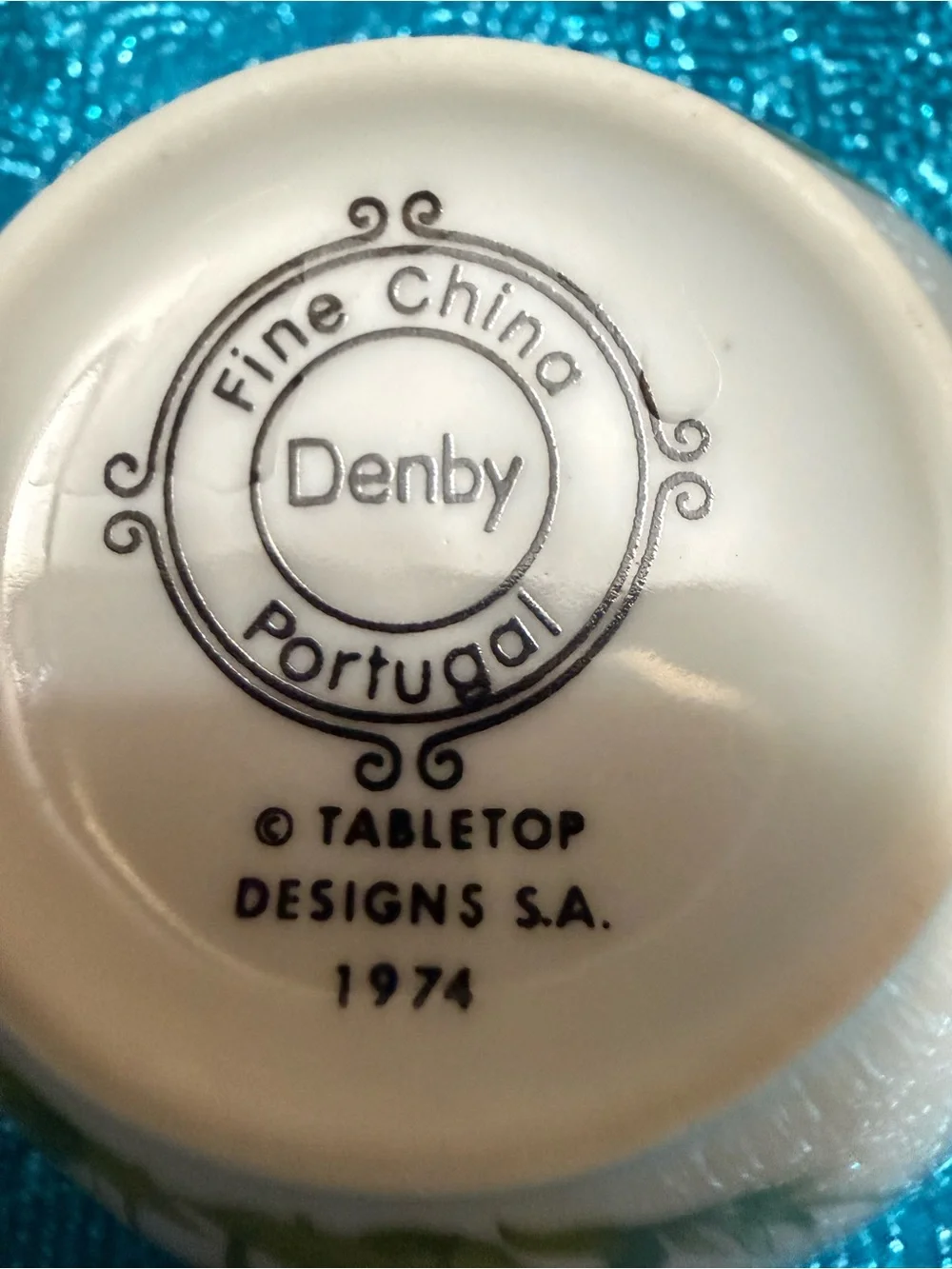 Vintage 1974 Denby Fine China Portugal Floral Teacup & Sauce